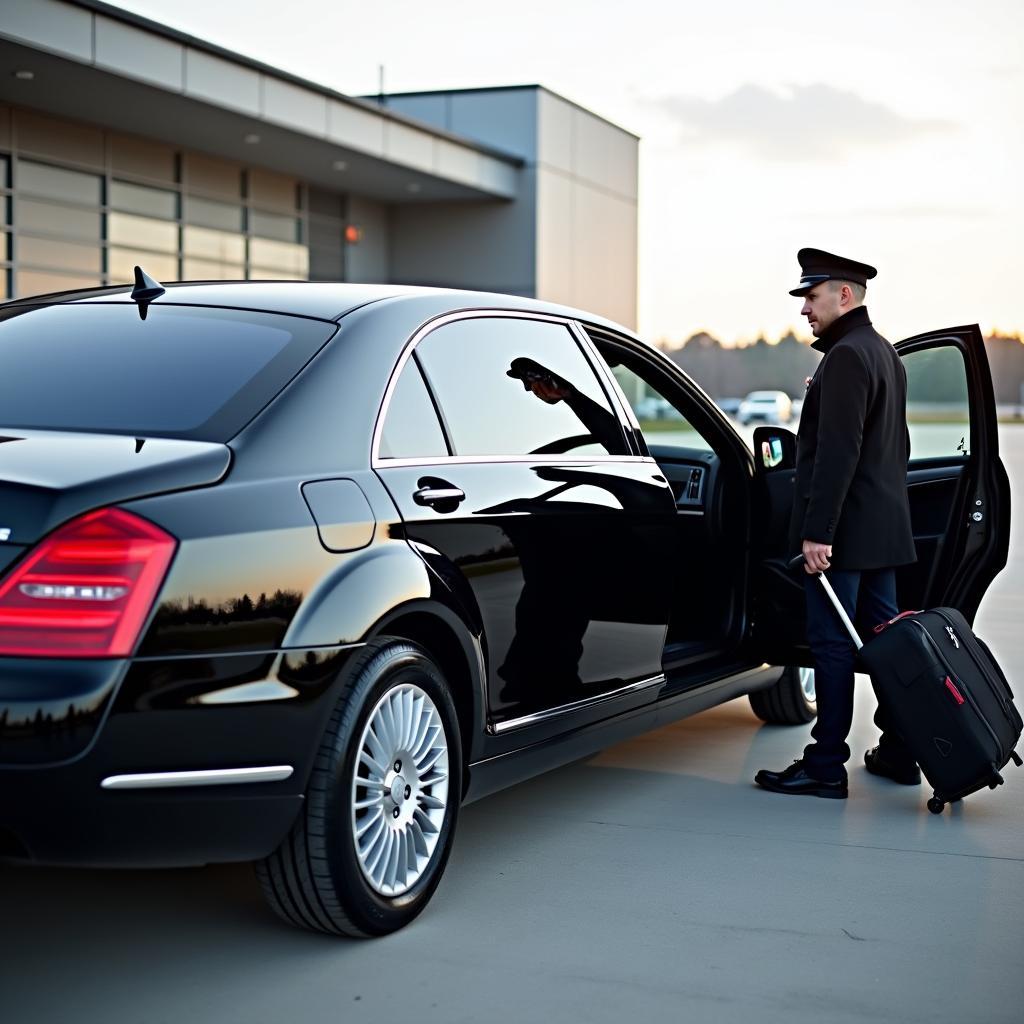 Luxury sedan waiting for passenger at Abbotsford Airport