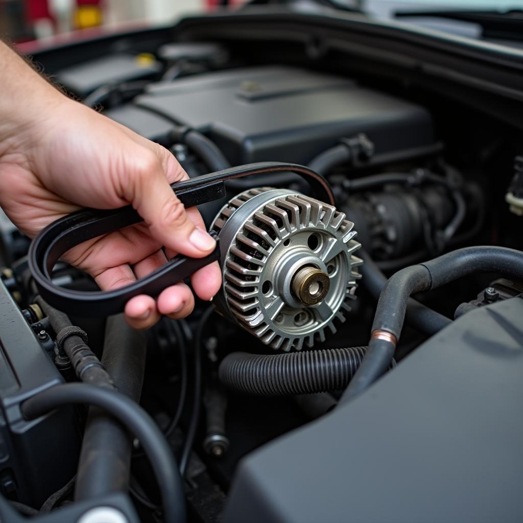 Checking Alternator Belt During Car Service