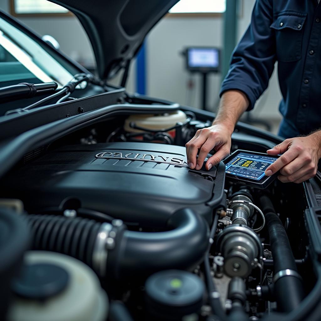 Audi Car Engine Diagnostics in Progress