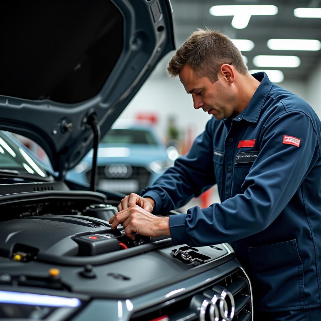 Audi Technician Servicing a Vehicle in Melbourne