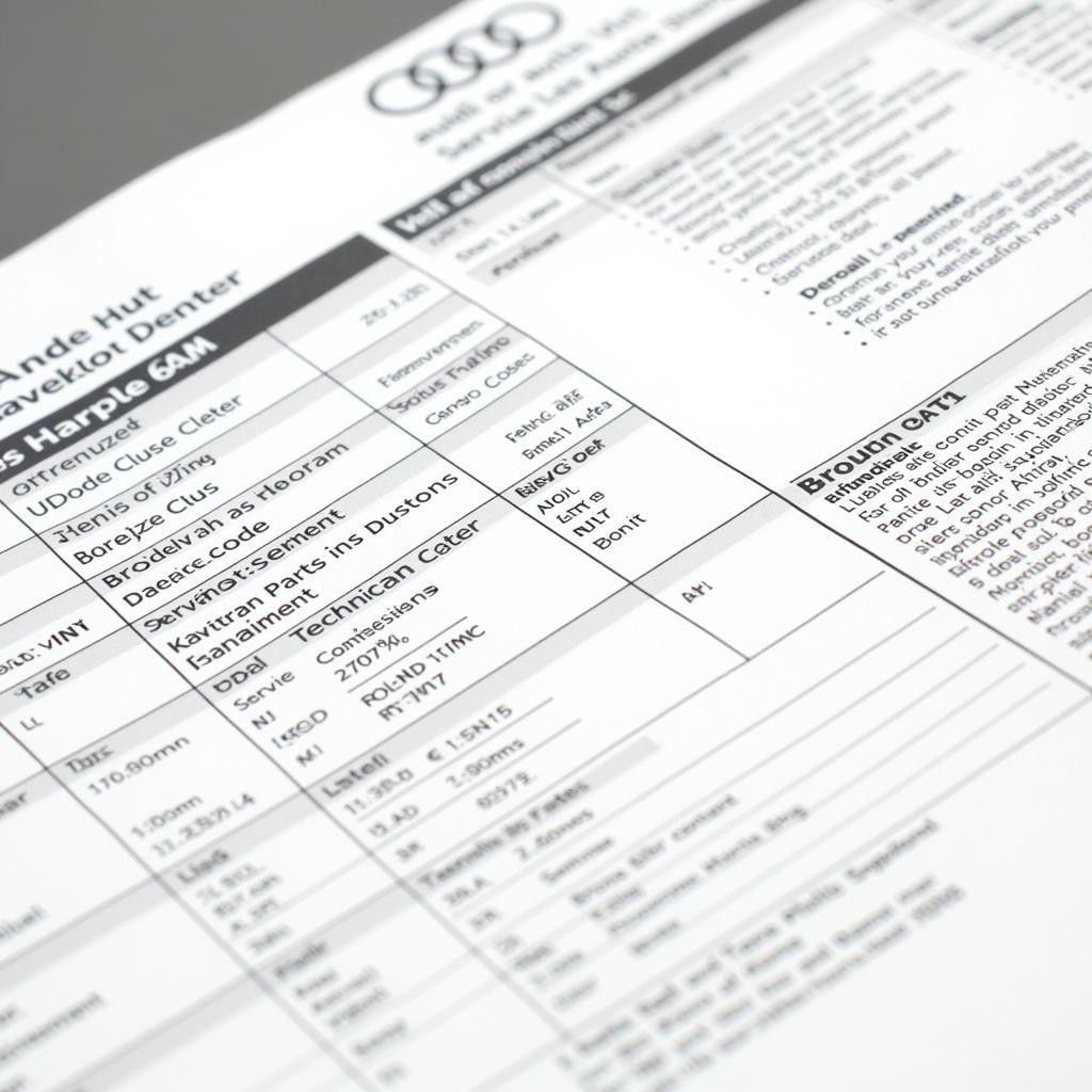 Sample Audi Service Record