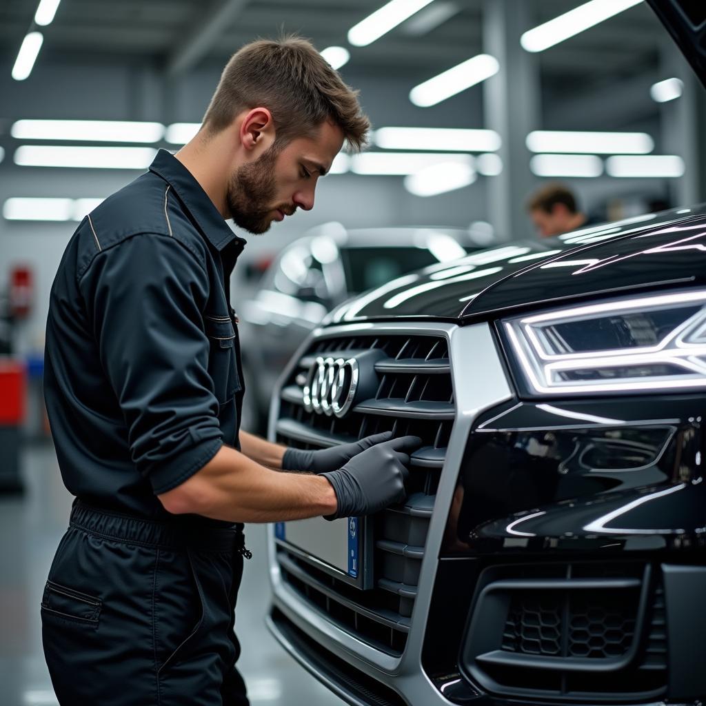 Audi Technician Performing Car Service