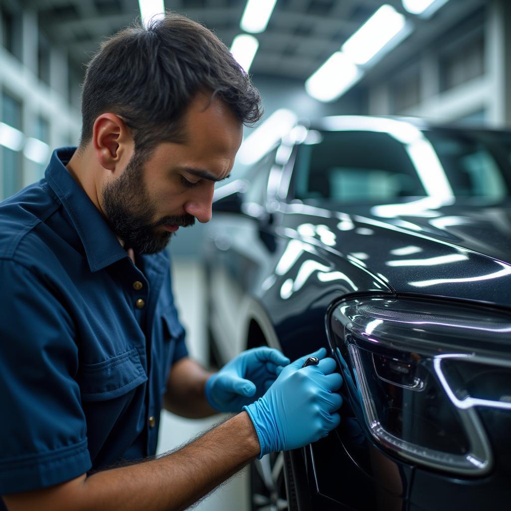 Automatic car wash machine servicing in progress at a Bangalore facility