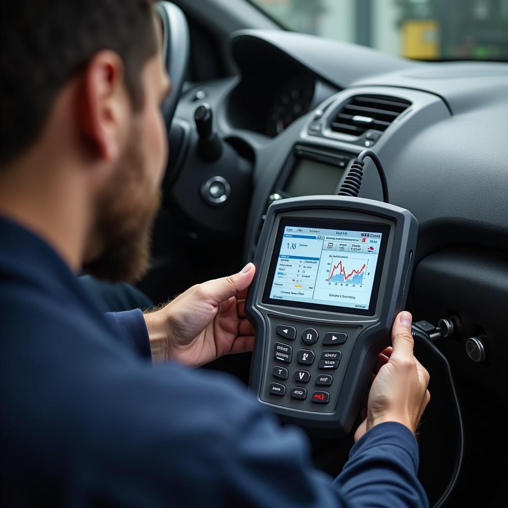 Automotive Electrician Diagnosing Car