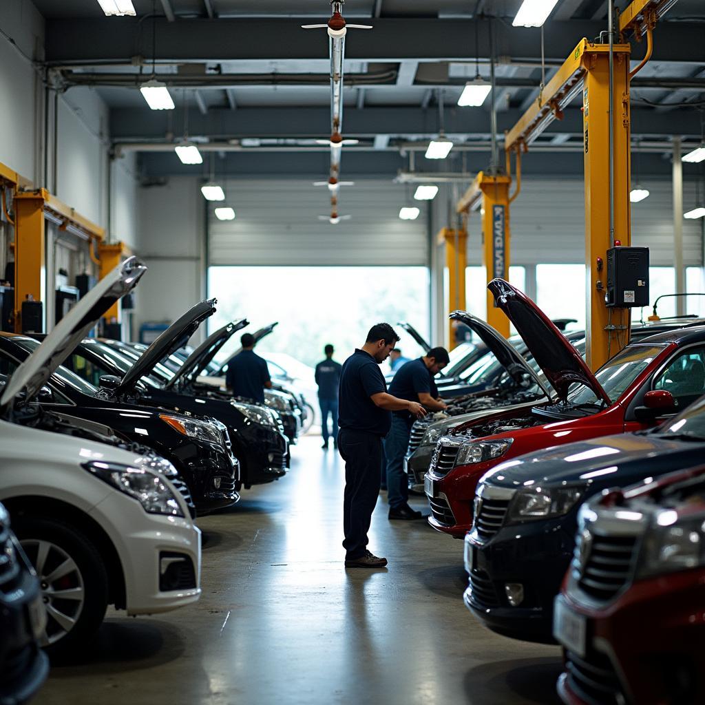 Busy car service center in Bangalore