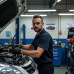 Car servicing in progress at a top-rated Ashford garage