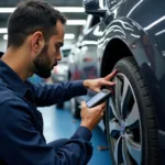 Skilled Honda Mechanic Performing a Thorough Vehicle Inspection in Ahmedabad