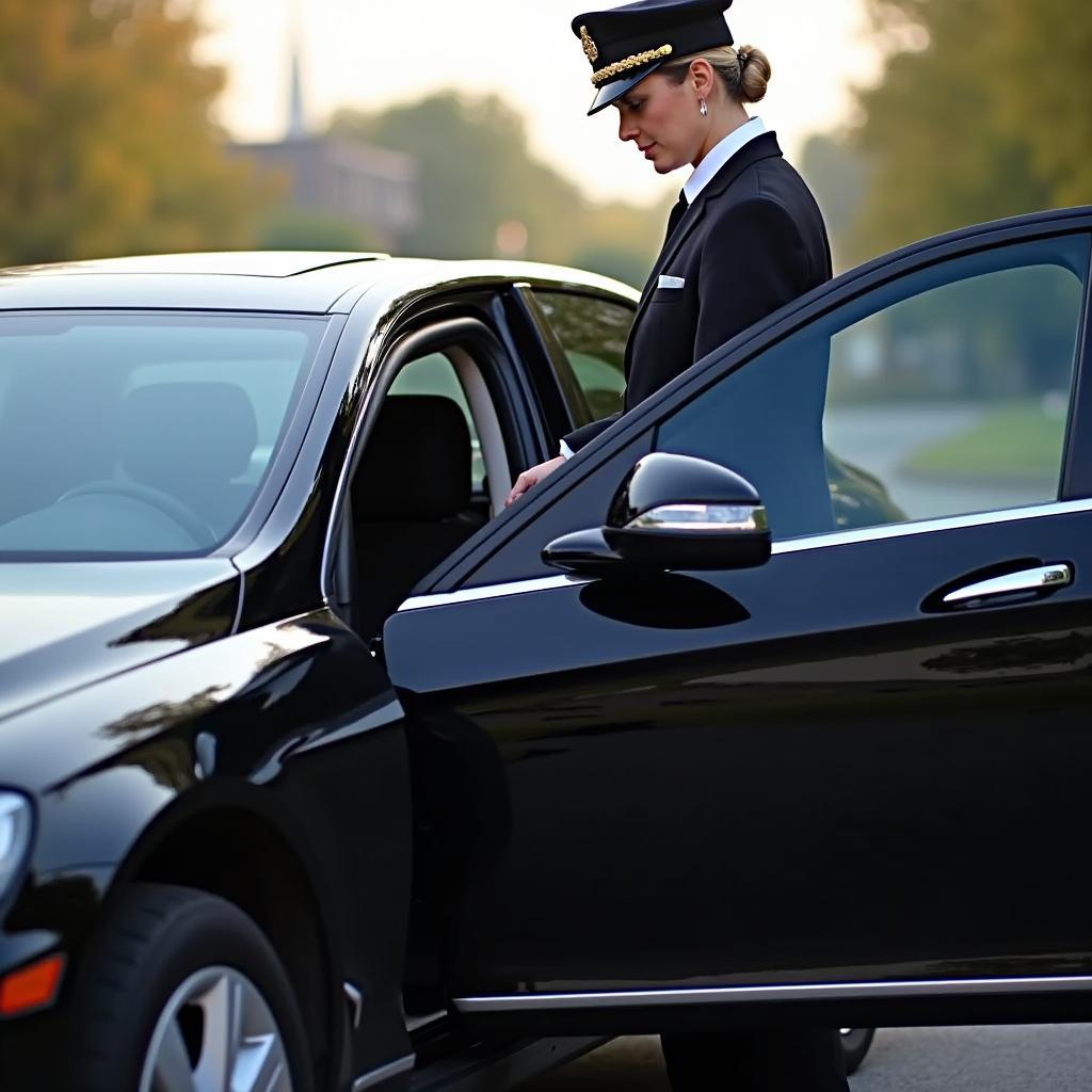 Black Car Service Chauffeur Opening Door for a passenger