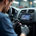 Blaupunkt Technician Repairing Car Audio