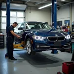 BMW 3 Series at a Repair Shop