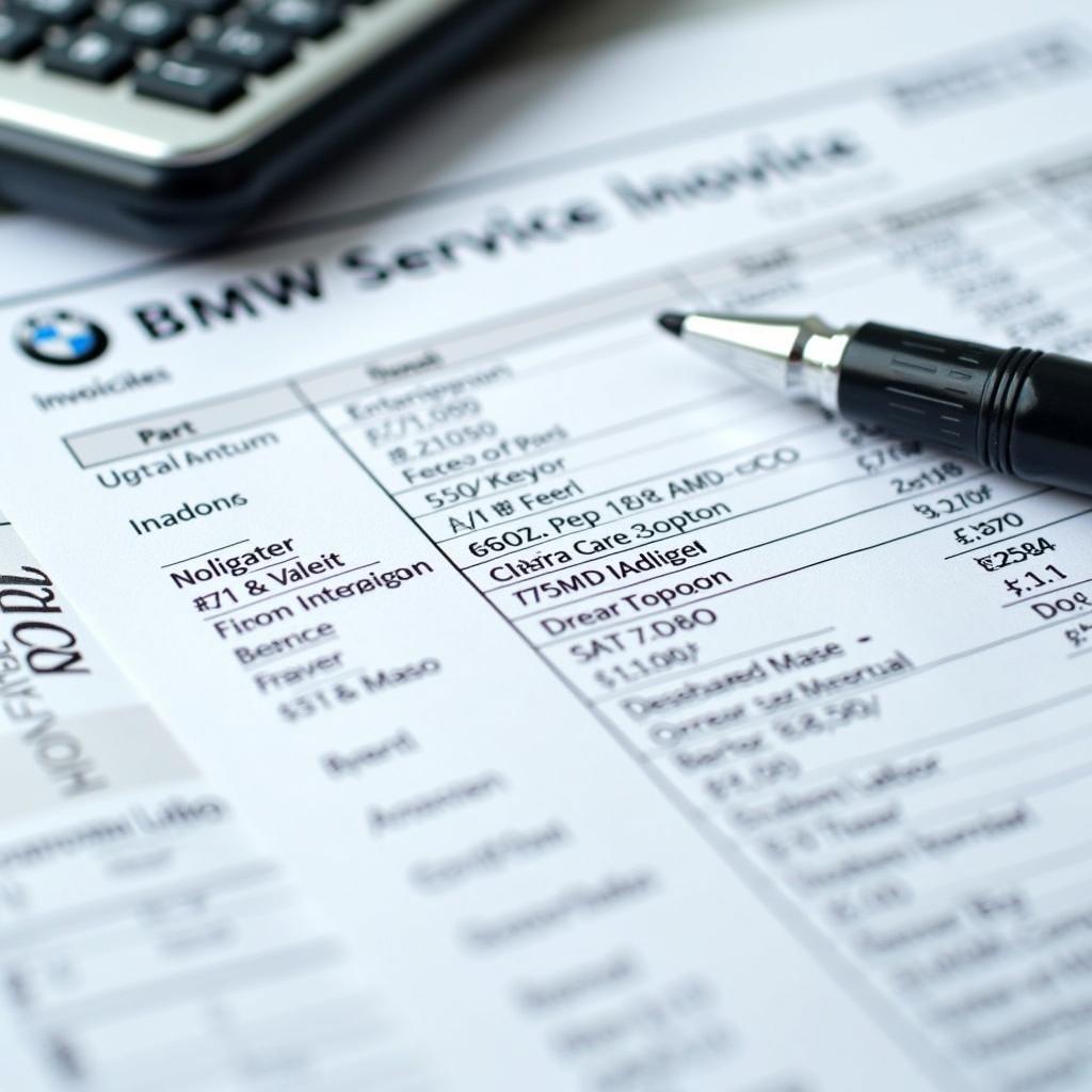 BMW Car Service Invoice