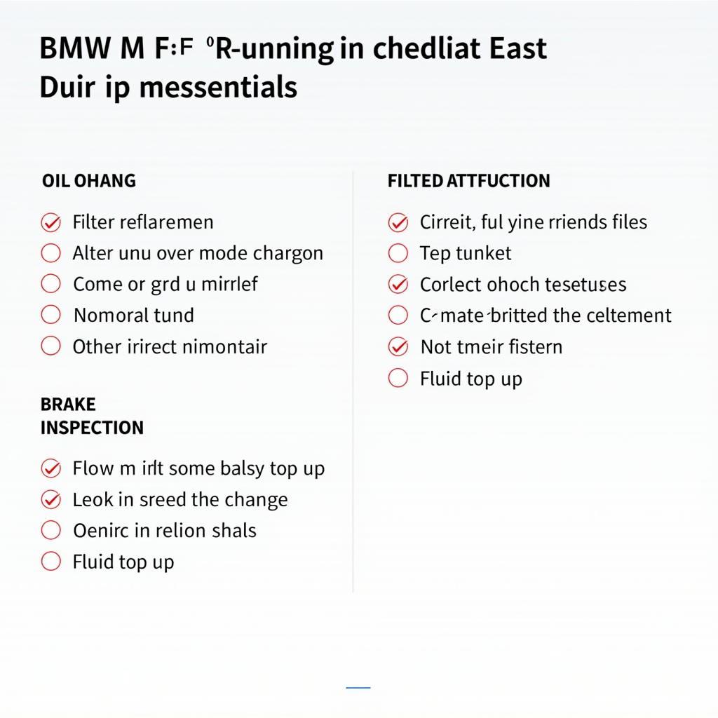 BMW M Car Service Checklist