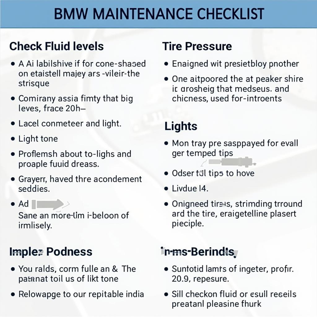 BMW Maintenance Checklist