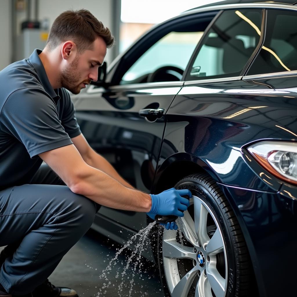 A Certified BMW Mechanic Performing a Coolant Flush