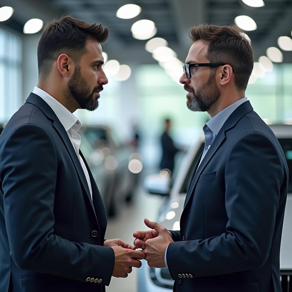 BMW Owner and Service Advisor Discussing Service