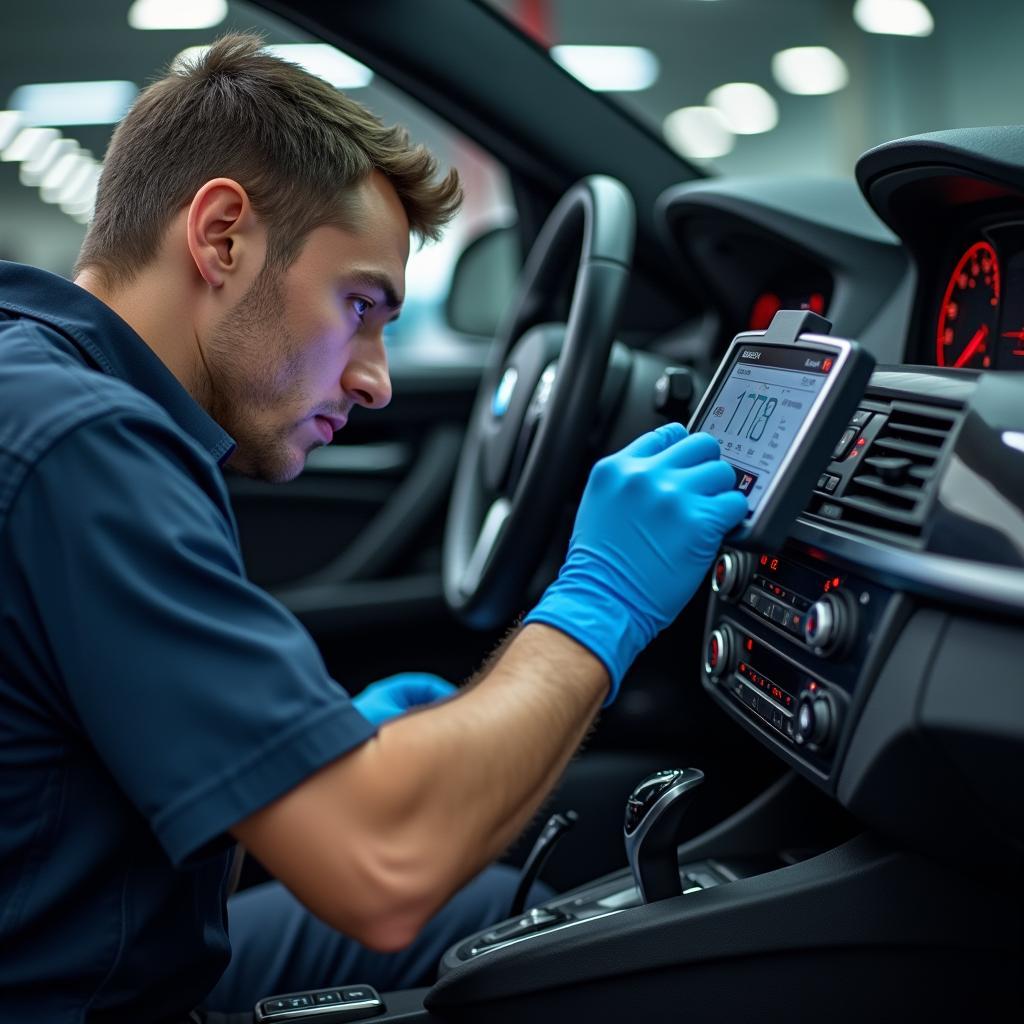 BMW Technician Diagnosing Vehicle in Kolkata