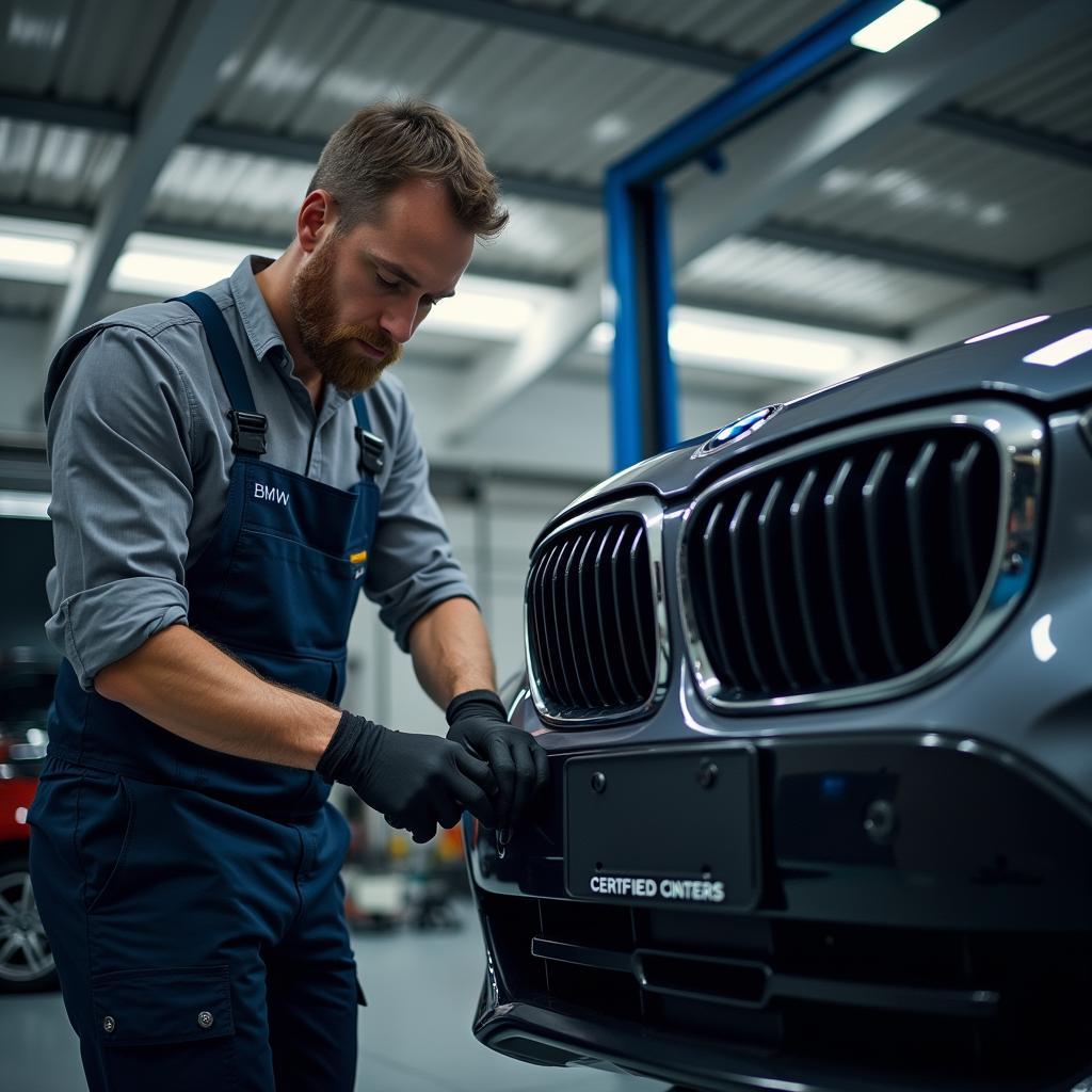 BMW Technician Performing Vehicle Service