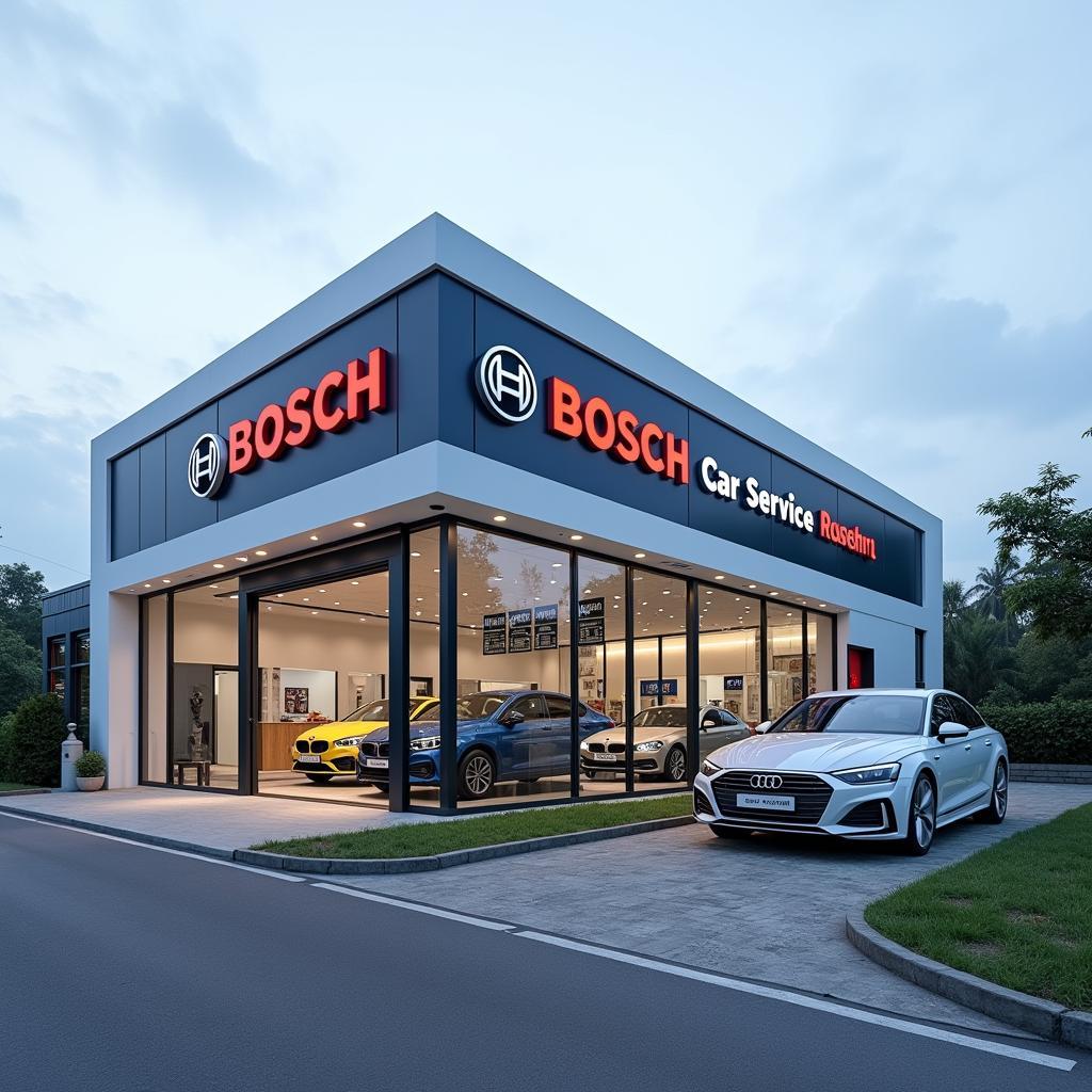 Modern Bosch Car Service Center Exterior in Kerala