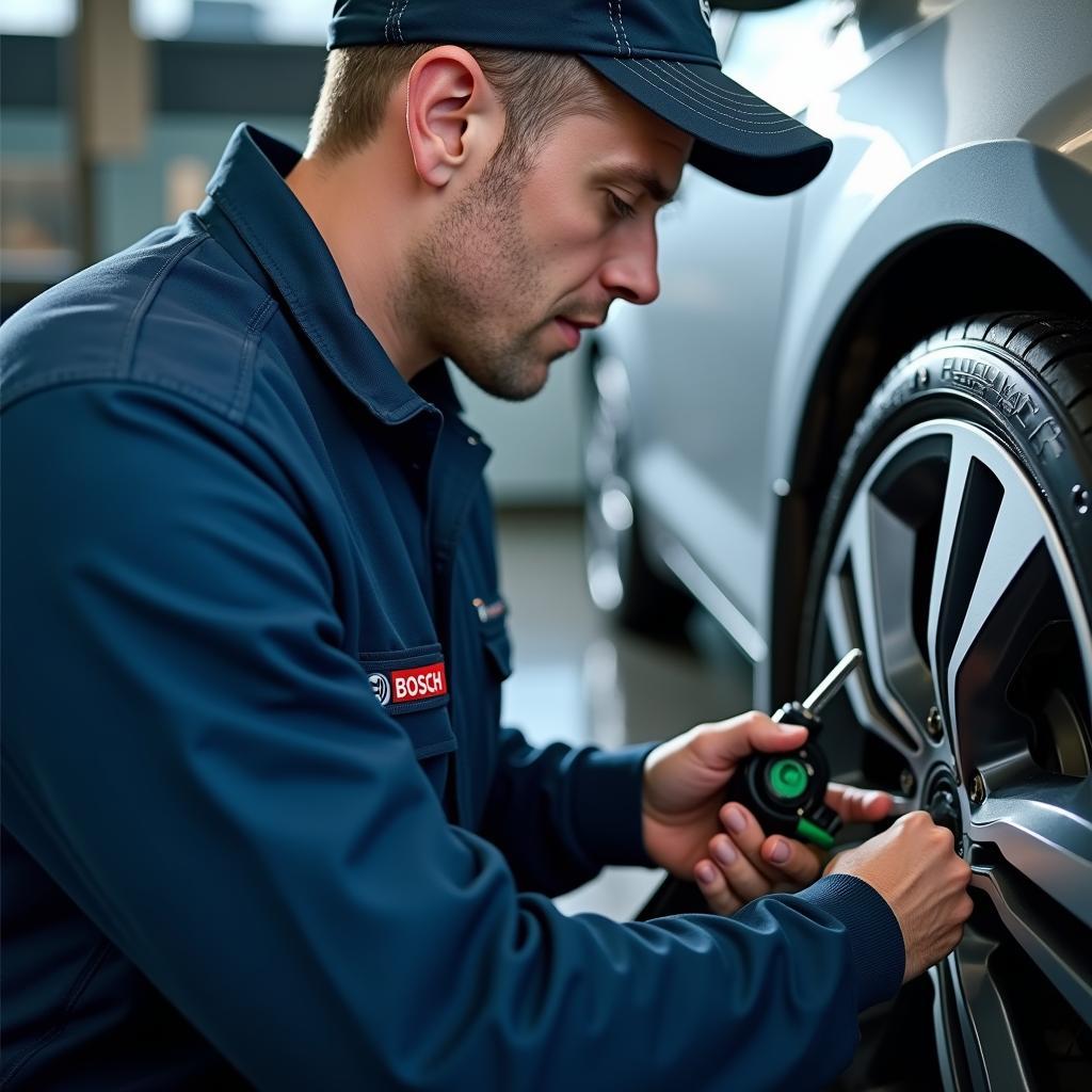 Bosch Car Wash Technician Performing Maintenance