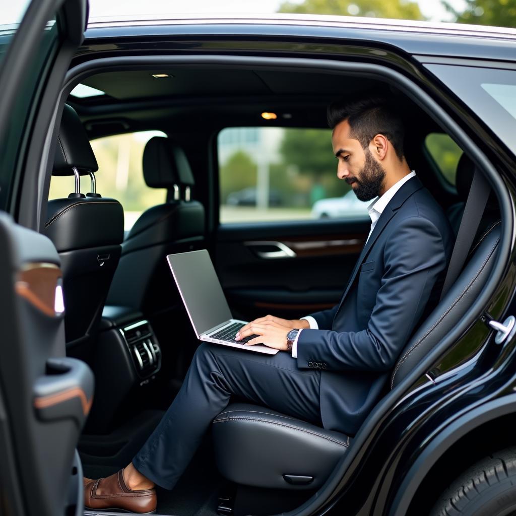 Business Executive Using High-Class SUV Car Service