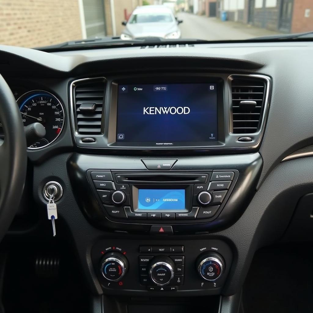 Professional installation of a Kenwood car audio system in a vehicle