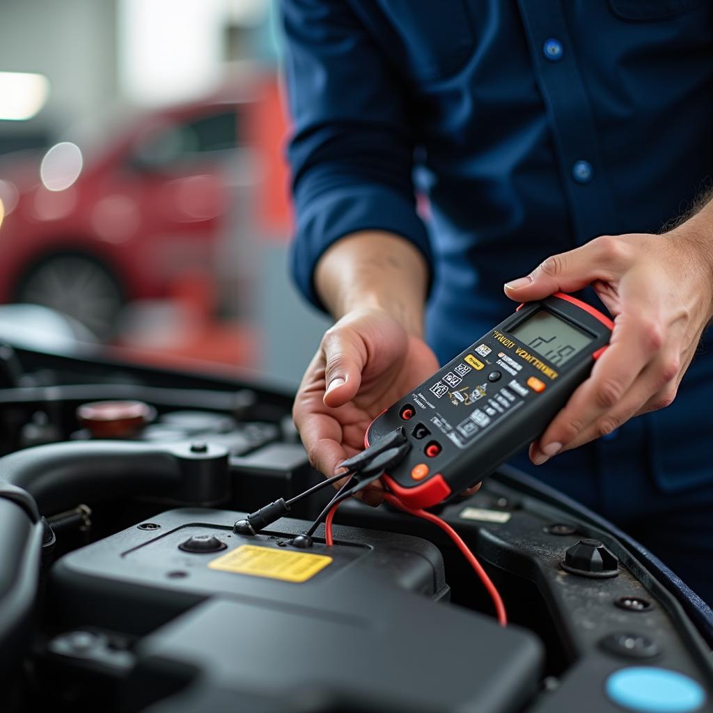 Car Battery Test During Service