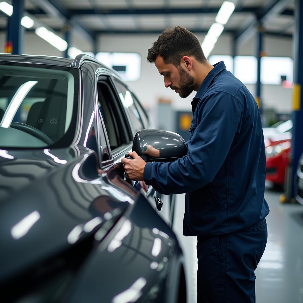 Car Being Serviced in a Garage