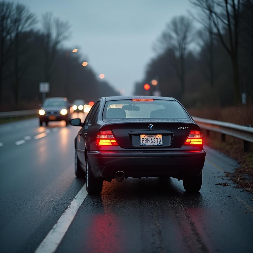 Car broken down on the roadside due to lack of service