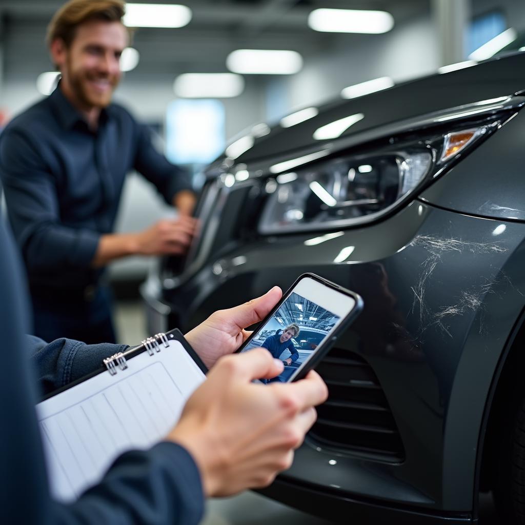 Documenting car damage at the service centre