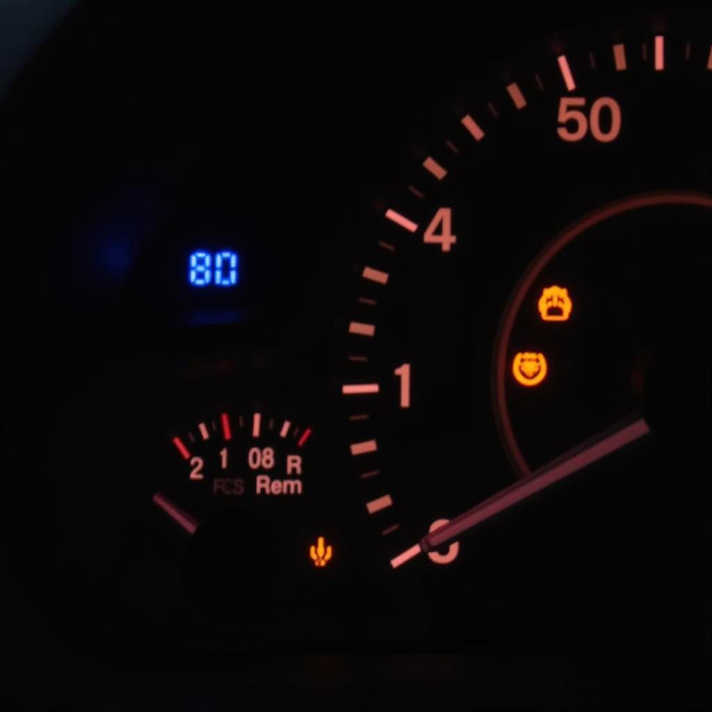 Car Dashboard Showing Warning Lights