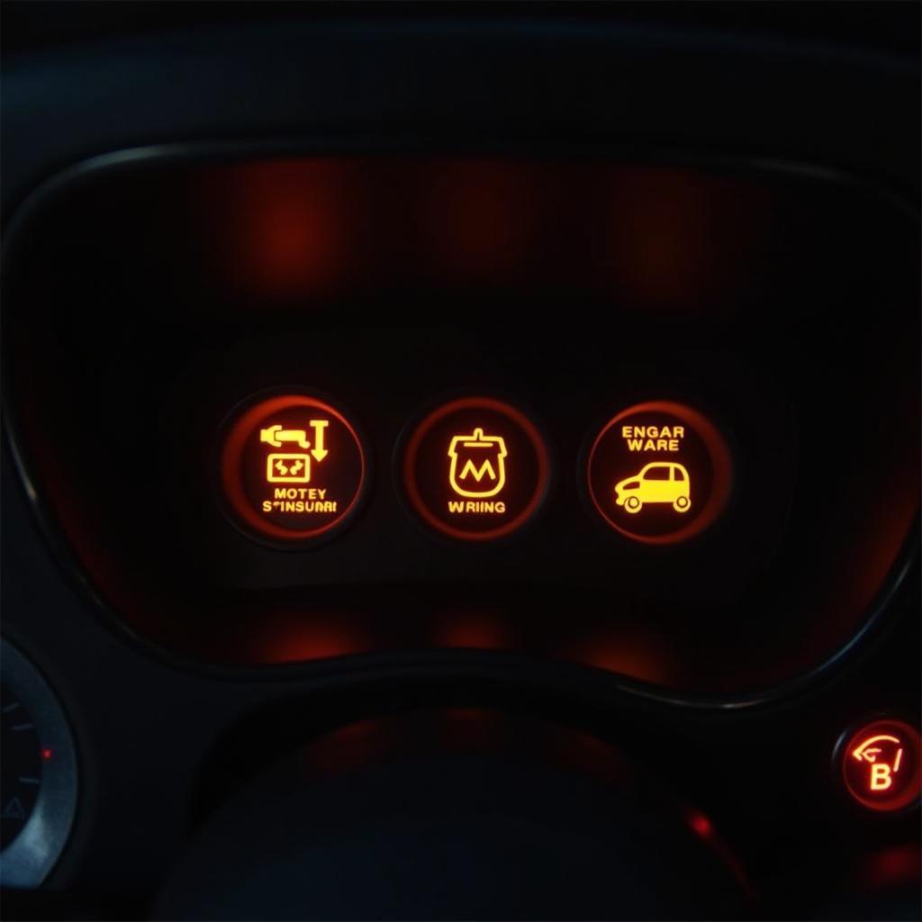 Car Dashboard Warning Lights Indicating a Service is Needed