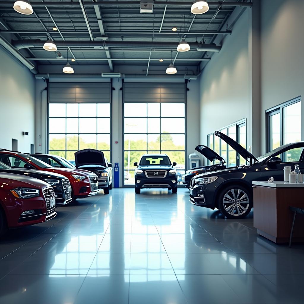 Modern car dealership service center