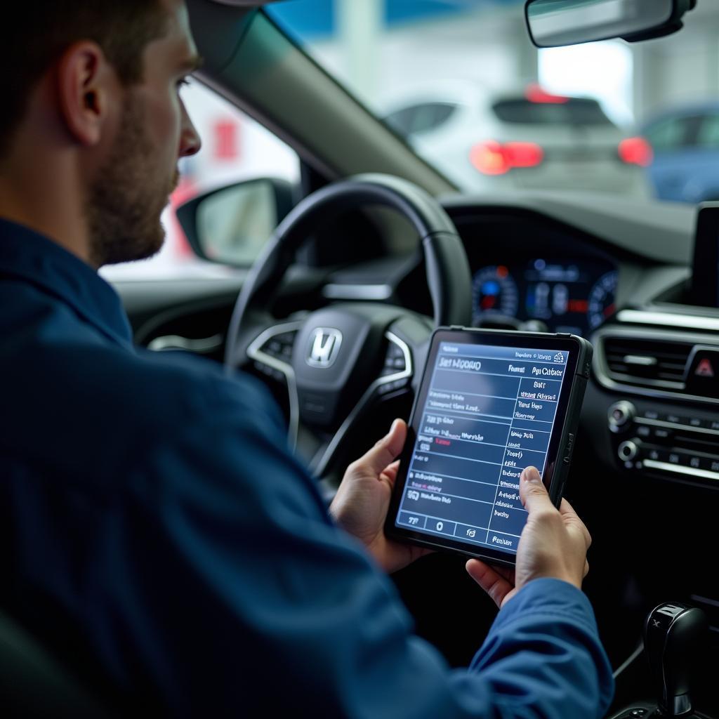 Car Diagnostic Tools in a Honda Service Centre