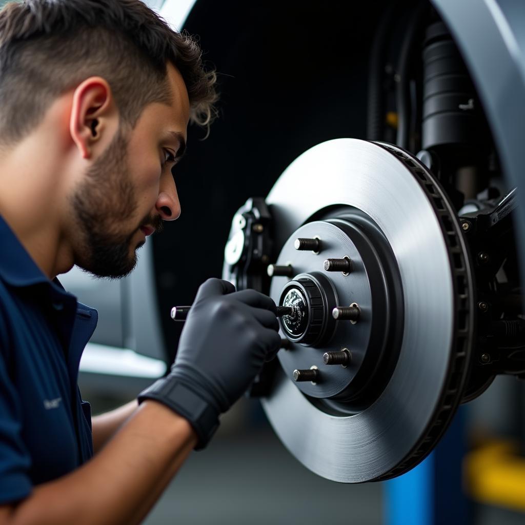 Thorough car inspection in Bangalore, focusing on the brake system