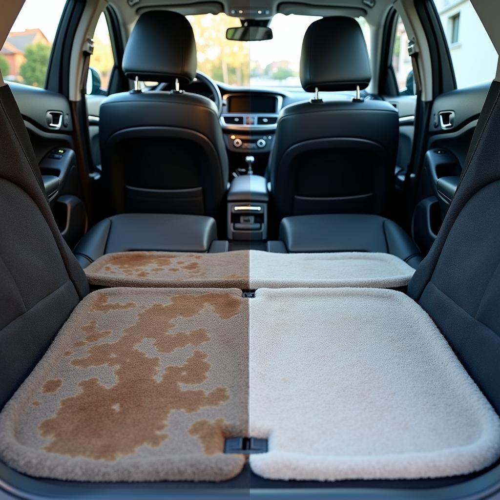 Noticeable difference in car interior cleanliness before and after using a carpet shampooer