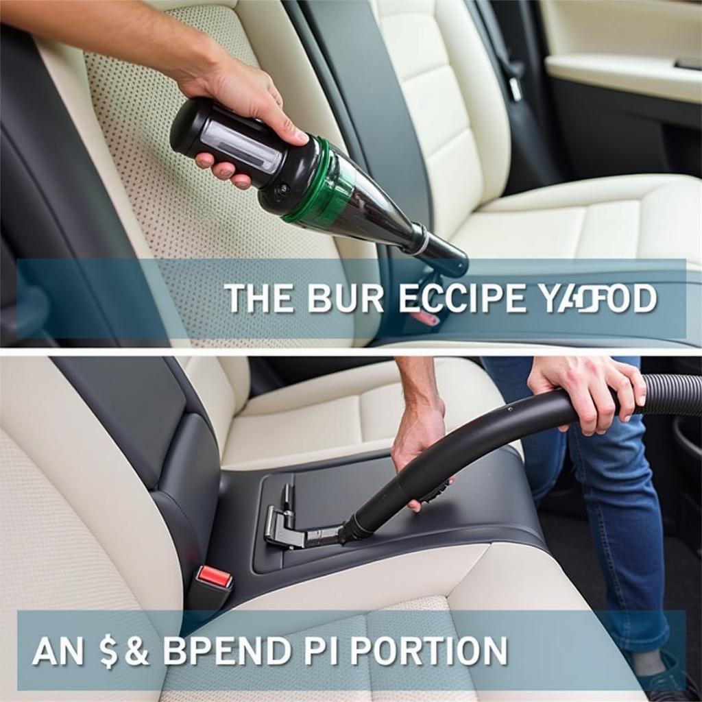 Vacuuming the interior of a car using various attachments