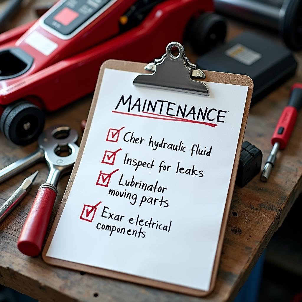 Car Jack Maintenance Checklist on Clipboard