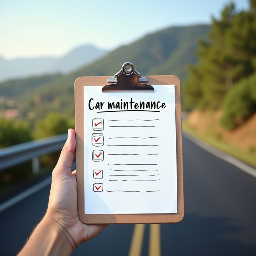 Checklist for car maintenance with the Hamptons in the background