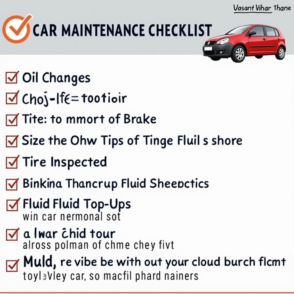 Car maintenance checklist in Vasant Vihar