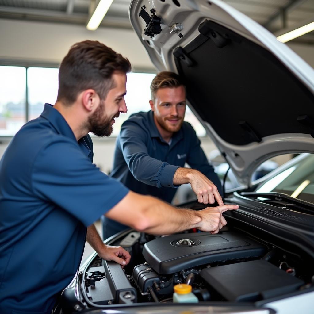 Mechanic Explaining Car Repairs in Wynnum