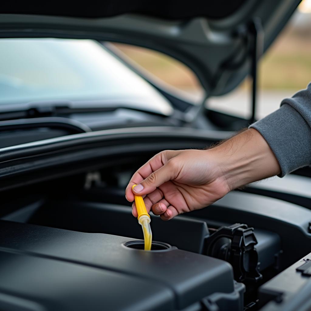 Car Owner Checking Oil Level