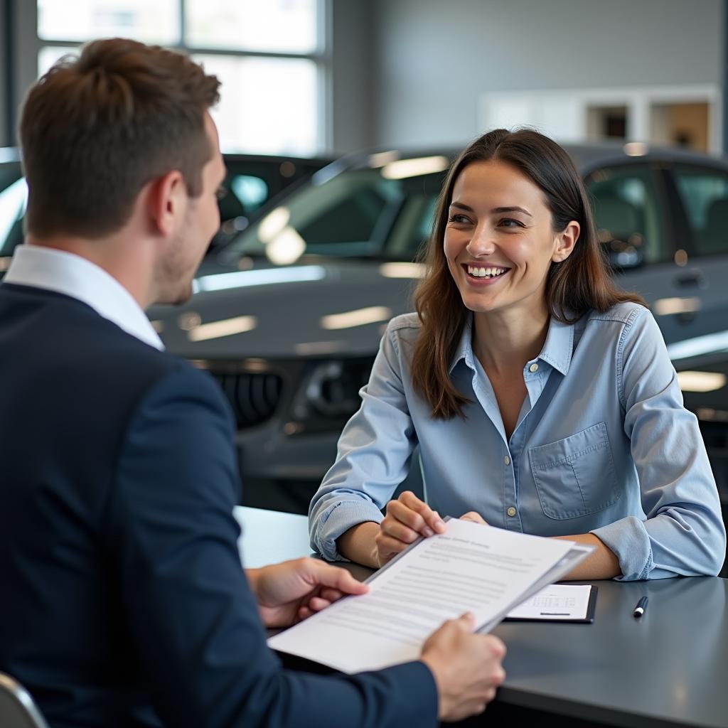 Car owner discussing an insurance claim at a service centre in Jamnagar