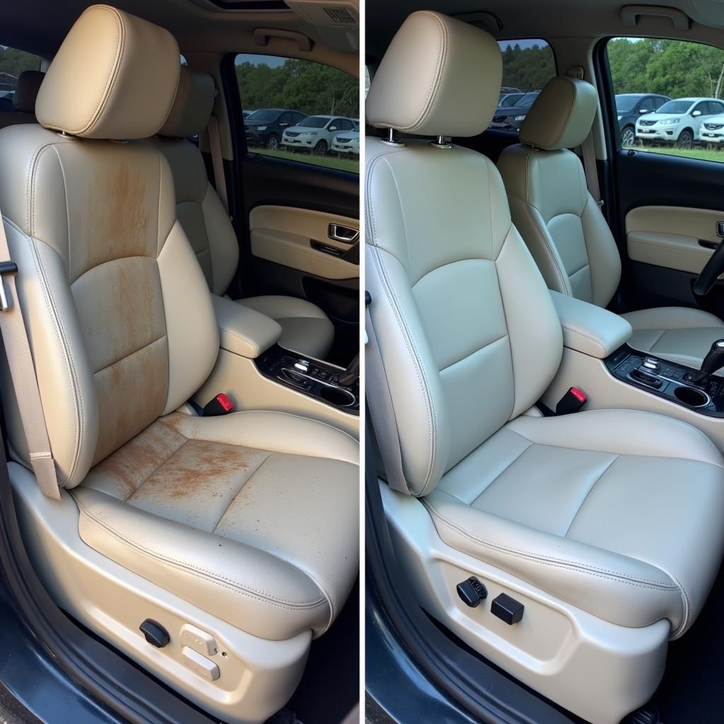 Car Seat Before and After Shampoo Service