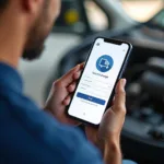 Smartphone displaying a user-friendly car service booking app.