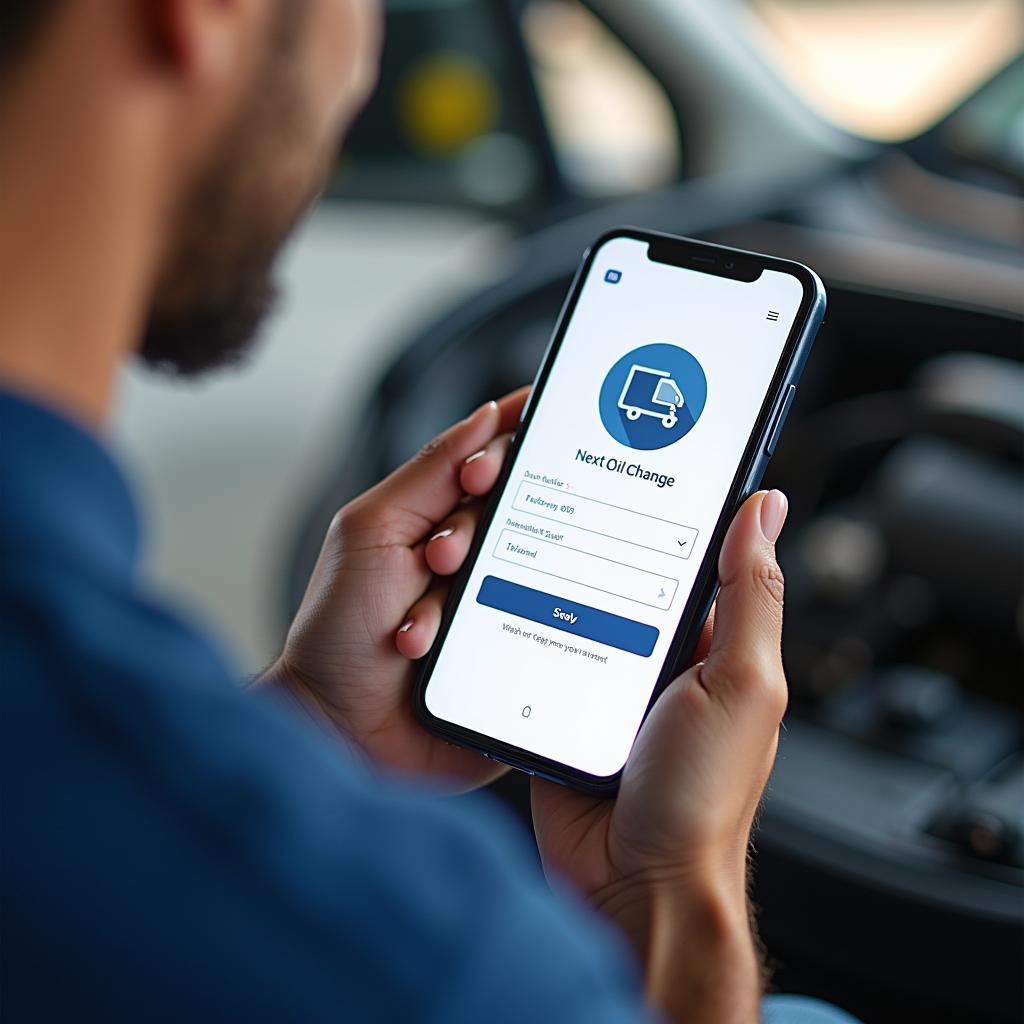 Smartphone displaying a user-friendly car service booking app.