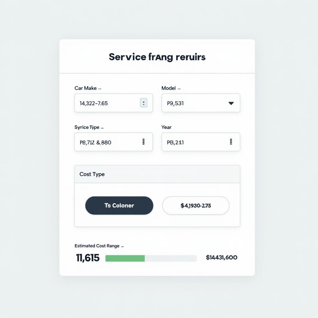 Car service calculator interface with input fields and results