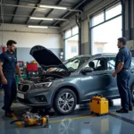 Routine Maintenance at a Car Service Center in Mahendargah