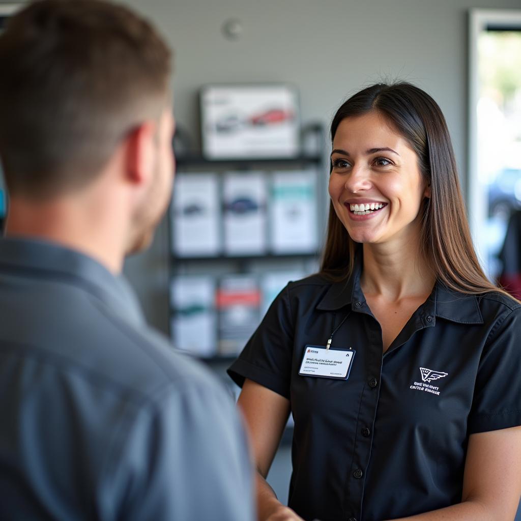 Customer Service Representative Discussing Car Service Options