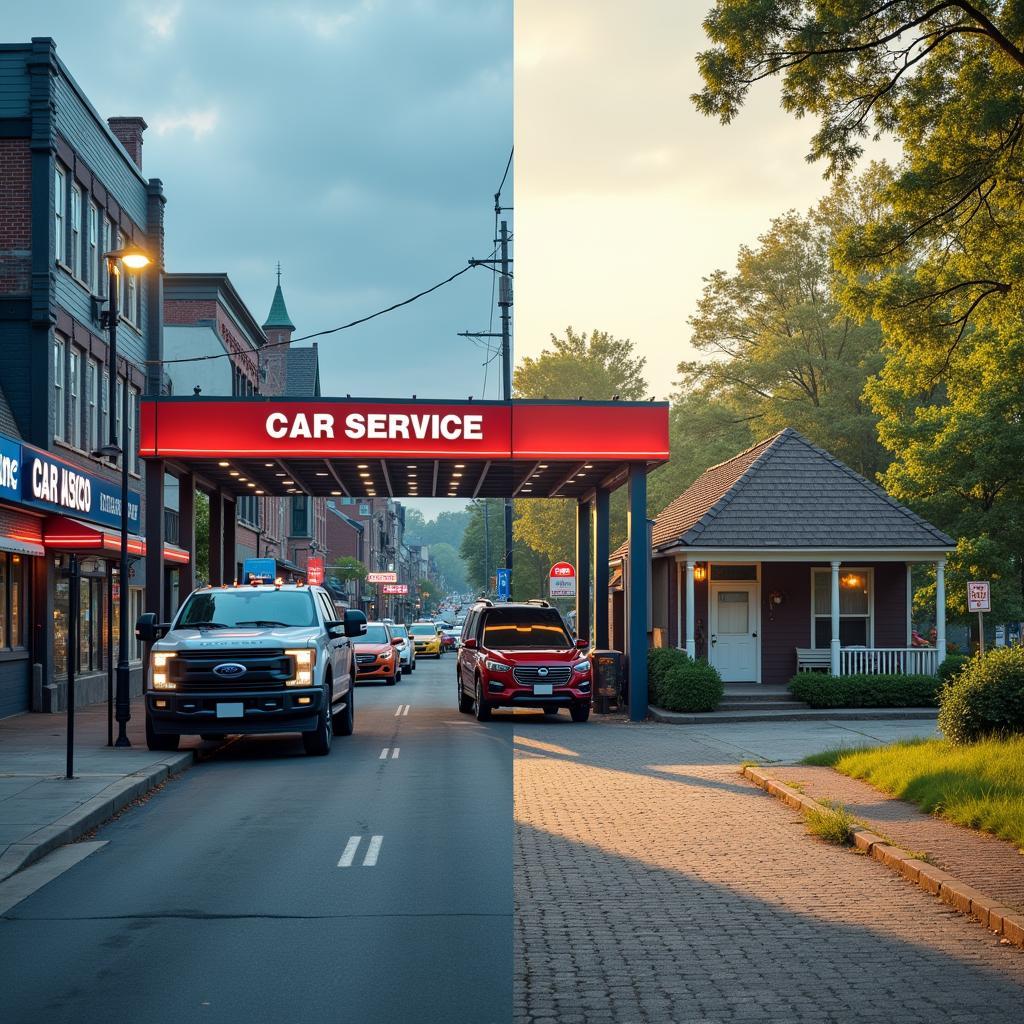 Car Service Center: Urban vs. Rural