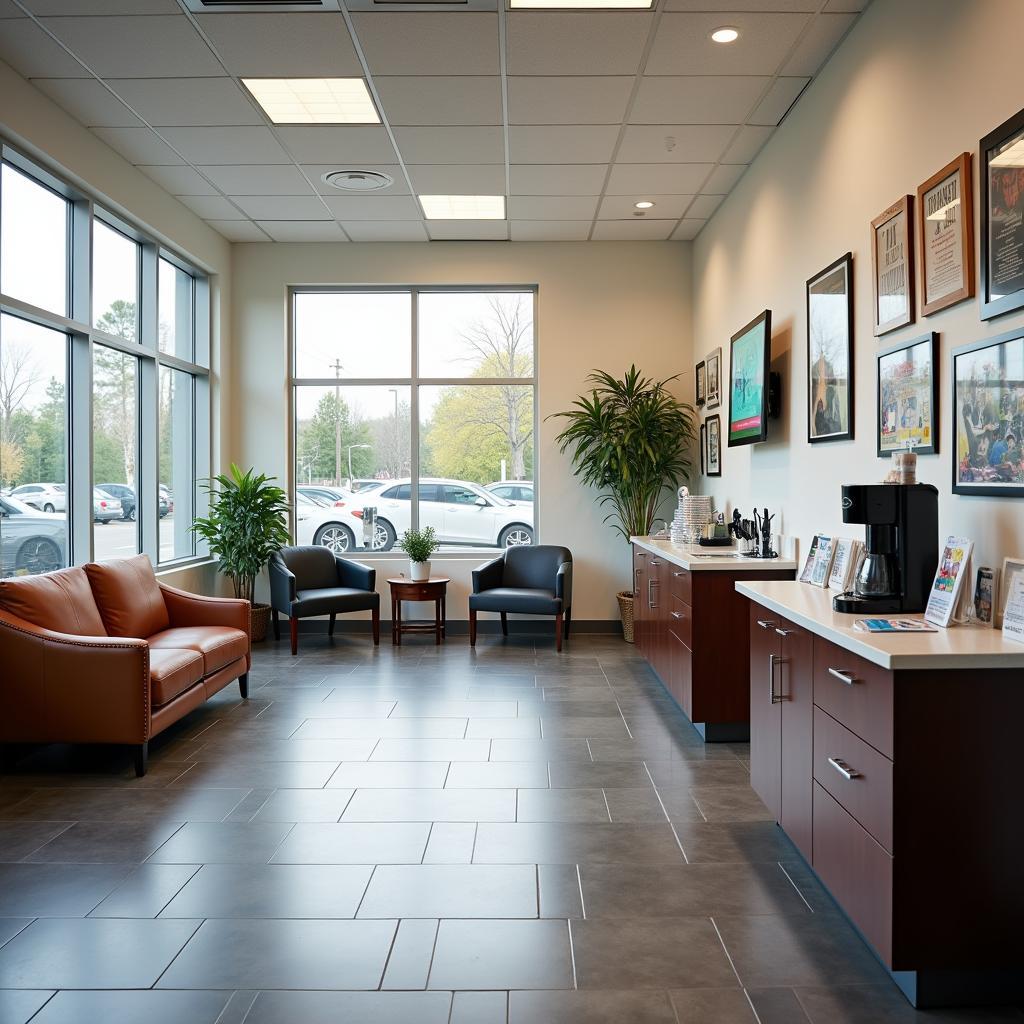 Comfortable waiting area in a car service center